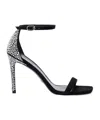 Stuart Weitzman Nudistcurve Royale 100mm Rhinestone-embellished Sandals In Black