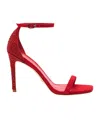 Stuart Weitzman Nudistcurve Royale 100mm Rhinestone-embellished Sandals In Red