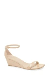 Stuart Weitzman Nudistcurve Wedge Sandal In Golden Beige