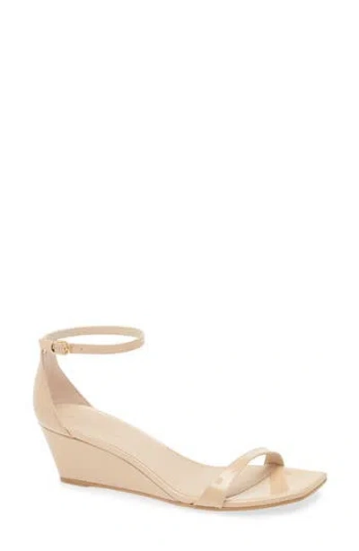 Stuart Weitzman Nudistcurve Wedge Sandal In Golden Beige