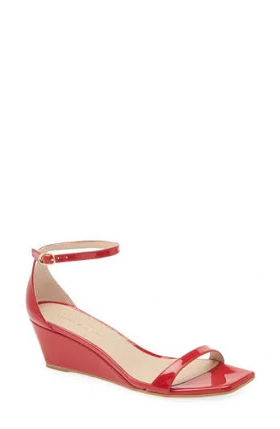 Stuart Weitzman Nudistcurve Wedge Sandal In Lipstick Red