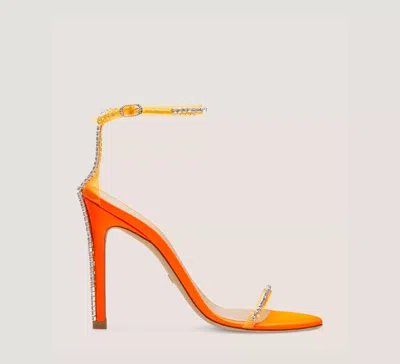 Stuart Weitzman Nudistglam 110 Sandal The Sw Outlet In Neon Blaze/neon Blaze/clear