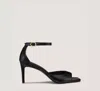 Stuart Weitzman Women's Nudistia 75mm Leather Ankle-wrap Sandals In Black