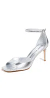 Stuart Weitzman Nudist 100mm Metallic-finish Sandals In Silver