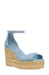 Stuart Weitzman Nudistia Espadrille Wedge Sandal In Silver Denim