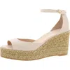 Stuart Weitzman Nudistia Espadrille Womens Buckle Canvas Wedge Sandals