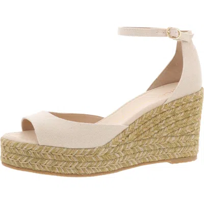 Stuart Weitzman Nudistia Espadrille Womens Buckle Canvas Wedge Sandals