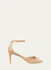 Stuart Weitzman Nudistia Leather Ankle-strap Sandals In Adobe