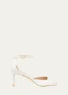 Stuart Weitzman Nudistia Leather Ankle-strap Sandals In Cream