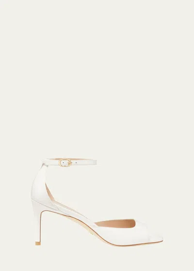 Stuart Weitzman Nudistia Leather Ankle-strap Sandals In Cream