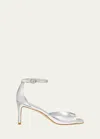Stuart Weitzman Nudist 100mm Metallic-finish Sandals In Silver