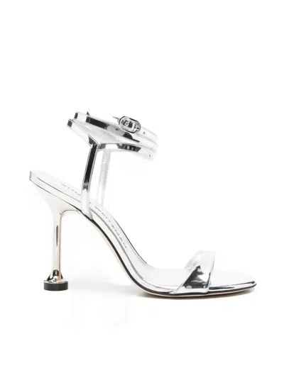 Stuart Weitzman Nudistini Wrap Sandals In Silver