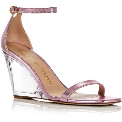 Stuart Weitzman Nudistlucite 85 Womens Leather Wedge Heels In Pink