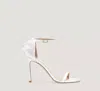 Stuart Weitzman Nudistsong Mesh Bow Sandal In White & Cream
