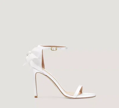 Stuart Weitzman Nudistsong Mesh Bow Sandal In White & Cream