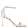 Stuart Weitzman Nunakedcurve 85 Leather Sandals In Silver Tone