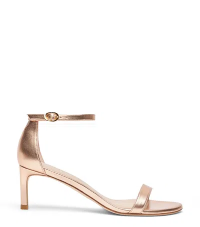 Stuart Weitzman 60mm Nunakedstraight Metallic-effect Sandals In Nude