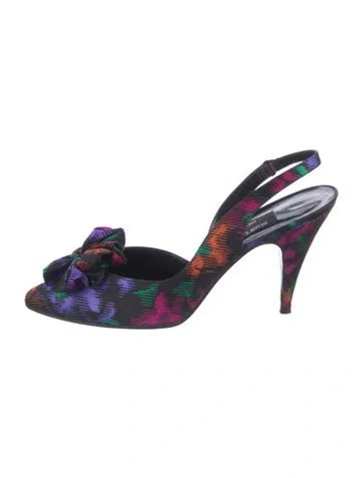 Pre-owned Stuart Weitzman Nylon Plaid Print Slingback Pumps In Multicolor