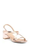 Stuart Weitzman Oasis 50 Block Heel Sandal In Ballet Crushed Metallic