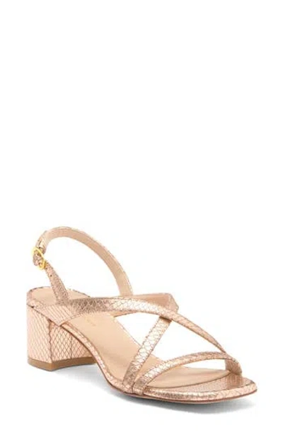 Stuart Weitzman Oasis 50 Block Heel Sandal In Ballet Metalllic Snake Print