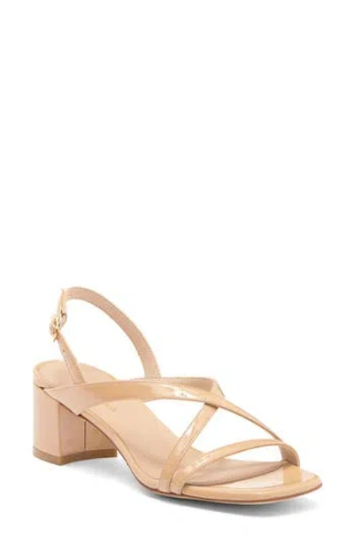 Stuart Weitzman Oasis 50 Block Heel Sandal In Golden Beige