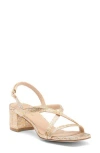 Stuart Weitzman Oasis 50 Block Heel Sandal In Washed Gold