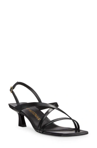 Stuart Weitzman Oasis 50 Kitten Heel Slingback Sandal In Black