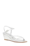 Stuart Weitzman Women's Oasis 50mm Metallic-leather Wedge Sandals In Silver