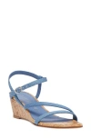 Stuart Weitzman Oasis 50 Wedge Sandal In Blue Steel