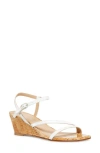 Stuart Weitzman Oasis Patent Ankle-strap Wedge Sandals In White.