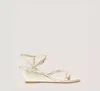 Stuart Weitzman Oasis Metallic Ankle-strap Wedge Sandals In Light Gold
