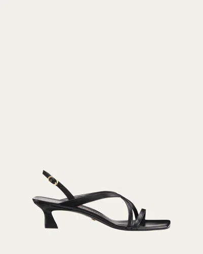 Stuart Weitzman Oasis Patent Crisscross Slingback Sandals In Black