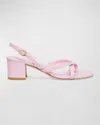 Stuart Weitzman Oasis Leather Thong Slingback Sandals In Blossom