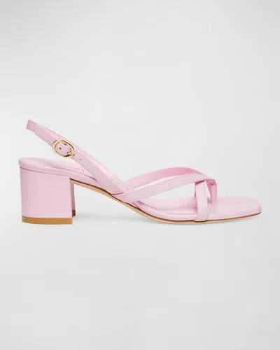 Stuart Weitzman Oasis Leather Thong Slingback Sandals In Pink