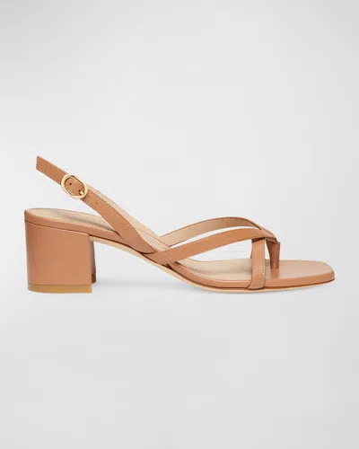 Stuart Weitzman Women's Oasis Strappy Slingback Block Heel Sandals In Tan