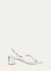 Stuart Weitzman Oasis Maui Metallic Slingback Sandals In Silver