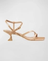 Stuart Weitzman Oasis Patent Ankle-strap Sandals In Adobe