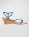 STUART WEITZMAN OASIS PATENT ANKLE-STRAP WEDGE SANDALS