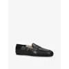 Stuart Weitzman Almond Toe Leather Loafer With Textured Detailing