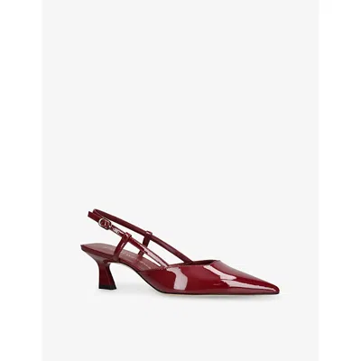 Stuart Weitzman Omens Red/dark Vinnie 50 Patent-leather Slingback Courts Eur 41 / 8 Uk