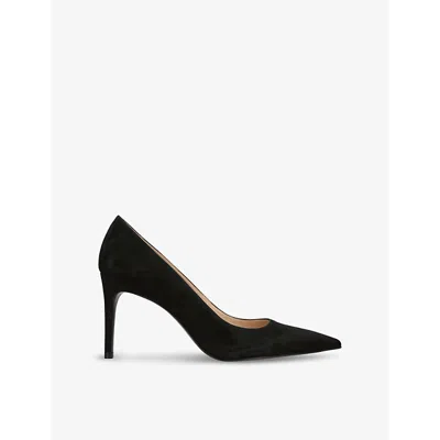 Stuart Weitzman Omens Stuart Power 85 Pointed-toe Suede Pumps Blac In Black