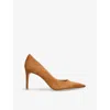 Stuart Weitzman Omens Tan Stuart Power 85 Pointed-toe Suede Pumps Eur 37 / 4 Uk In Tan