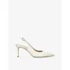 Stuart Weitzman Stuart Power 75 Pointed Toe Slingback Pump In White