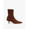 Stuart Weitzman Omens Tan Naomi 50 Pointed-toe Suede Ankle Boots In Tan