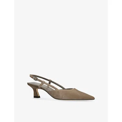 Stuart Weitzman Omens Taupe Comb Vinnie 50 Suede Slingback Courts Eur 39 / 6 Uk