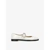 Stuart Weitzman Lorelei Crystal Mary Jane Flats In White