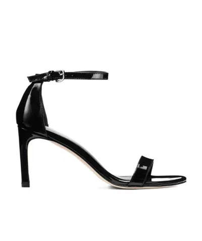 Stuart Weitzman One-word Buckle High-heeled Sandals In Black