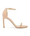 Stuart Weitzman One-word Loop Sandals With High Heels In Nude