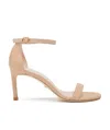 Stuart Weitzman One-word Loop Sandals With High Heels In Adobe