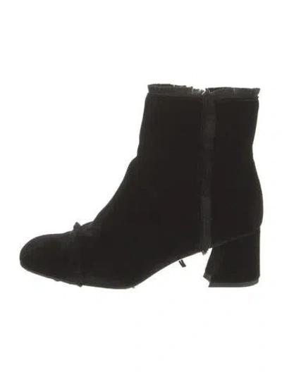 Pre-owned Stuart Weitzman Onthefringe Velvet Boots In Black